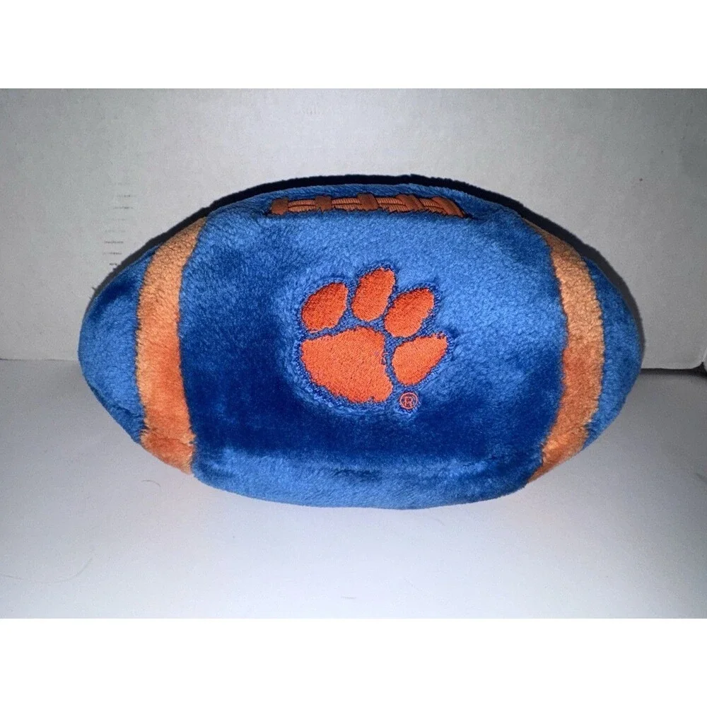 Vintage KenTex Clemson Tigers Plush Football 11” Blue Orange NCAA Paw Logo